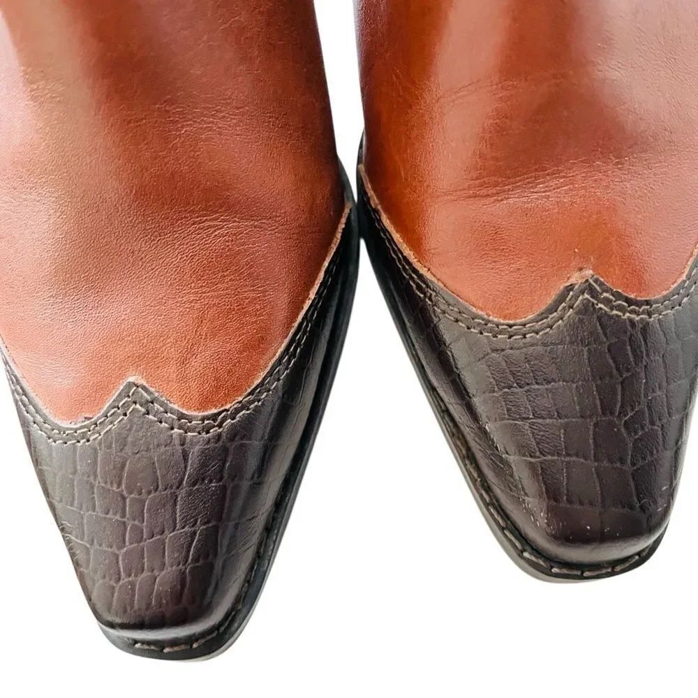 Artiva CLAUDIA Brown Leather Ankle Booties with Block Heel made in Brazil size 8 - Picture 4 of 7